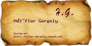 Höfler Gergely névjegykártya